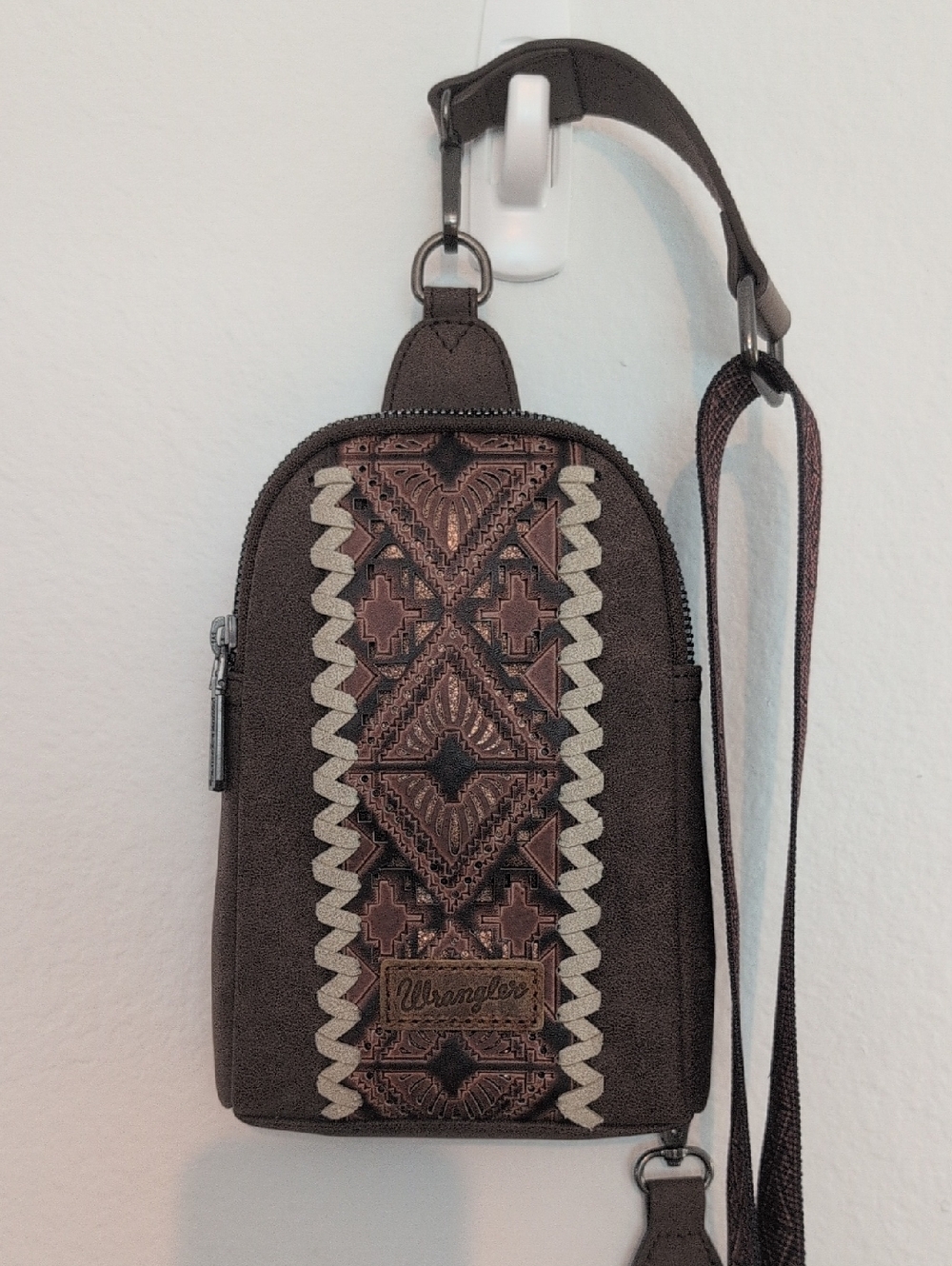 Wrangler Brown Embroidered Crossbody Bag